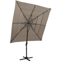 vidaXL 4-Tier Garden Parasol with Aluminium Pole Taupe 250x250 cm