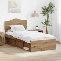 vidaXL Bed Frame Artisian Oak 90 x 200 cm Solid Pine Wood