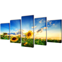 Canvas Wall Print Set Sunflower 200 x 100 cm