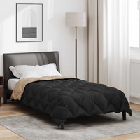 vidaXL Winter Duvet Black and Taupe 200 x 135 cm Microfiber