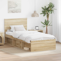 vidaXL Bed Frame with Headboard Sonoma Oak 90 x 200 cm Engineered wood