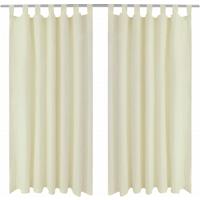 2 pcs Cream Micro-Satin Curtains with Loops 140 x 245 cm