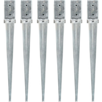 vidaXL Ground Spikes 6 pcs Silver 8x8x76 cm Galvanised Steel
