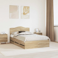vidaXL Bed Frame with Drawer Sonoma Oak 120 x 200 cm Engineer Wood