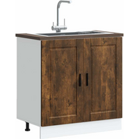 vidaXL Sink Base Cabinet "Porto" Smoked Oak 80x46x81.5 cm Engineered Wood