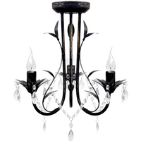 vidaXL Art Nouveau Style Black Chandelier Crystal Beads 3xE14 Bulbs