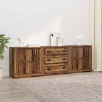 vidaXL Sideboards 3 pcs Black Oak 70 x 35.5 x 67.5 cm Engineered Wood