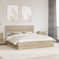 vidaXL Bed Frame with Drawer Sonoma Oak 200 x 200 cm Engineer Wood