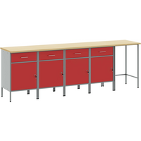 vidaXL Work Cabinet Set with Drawer with Storage 5 pcs Red and Grey