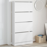 vidaXL Shoe Cabinet with 4 Flip-Drawers White 80x21x163.5 cm