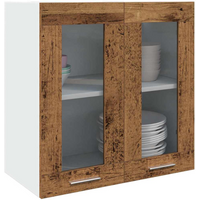 vidaXL Kitchen Wall Cabinet Lyon with Glass Door Old Wood 60x31x60 cm
