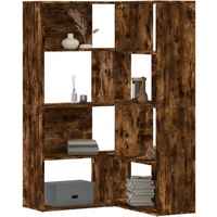 vidaXL Corner Bookcase 4-Tier Smoked Oak 85x85x140 cm Engineered Wood