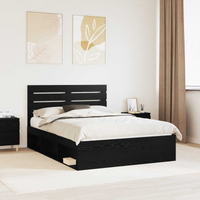 vidaXL Bed Frame with Headboard Black 140 x 200 cm Solid Pine Wood