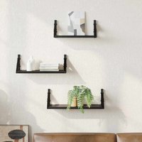 vidaXL Wall Shelf Wall-mounted with Storage 3 pcs Black Oak
