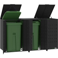 vidaXL Wheelie Bin Storage for 3 Bins Black 207x79x117 cm Steel