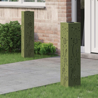 vidaXL Solar LED Pathway Light 2 pcs Olive Green Cold Rolled Steel