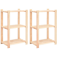 vidaXL 3-Tier Storage Racks 2 pcs 60x38x90 cm Solid Pinewood 150 kg