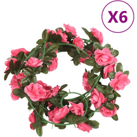 vidaXL Flower Garlands 6 pcs Red Pink 240 cm
