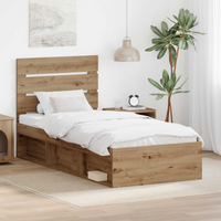 vidaXL Bed Frame Artisian Oak 100 x 200 cm Solid Pine Wood