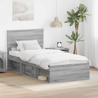 vidaXL Bed Frame Grey Sonoma 100 x 200 cm Engineered wood