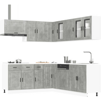 vidaXL 11 Piece Kitchen Cabinet Set Porto Concrete Grey Engineered Wood