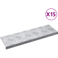 vidaXL Stair Tread 15 pcs Silver 60 x 18 x 2.5 cm Aluminium