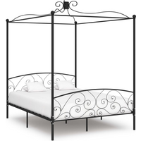 284478 vidaXL Canopy Bed Frame without Mattress Black Metal 160x200 cm