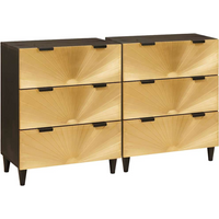 vidaXL Sideboard 2 pcs Black and Gold 60 x 33 x 75 cm Solid Mango Wood