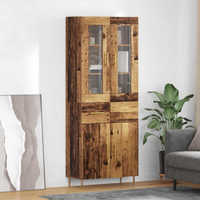 vidaXL Highboard with Drawer 2 pcs Old Wood Engineered Wood