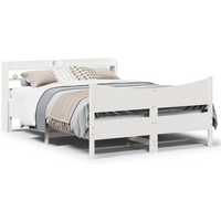 vidaXL Bed Frame with Headboard White 160x200 cm Solid Wood Pine