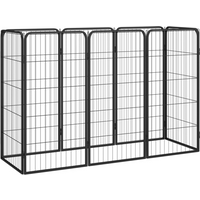 vidaXL 8-Panel Dog Playpen Black 50x100 cm Powder-coated Steel