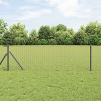 vidaXL Fence with Post Grey 0.6 x 50 m Steel and PVC