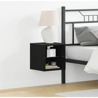vidaXL LED Wall Bedside Cabinet with Black Engineered Wood