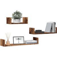 vidaXL Wall Shelves 3 pcs Old Wood Engineered Wood