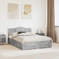 vidaXL Bed Frame Concrete Grey 140 x 200 cm Engineered Wood