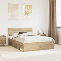 vidaXL Bed Frame with Headboard Sonoma 140 x 190 cm Solid Pine Wood