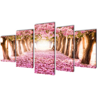 Canvas Wall Print Set Cherry Blossom 200 x 100 cm