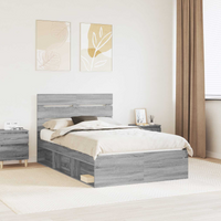 vidaXL Bed Frame Grey Sonoma 120 x 200 cm Solid Pine Wood