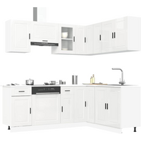 vidaXL 11 Piece Kitchen Cabinet Set Porto Gloss White Engineered Wood