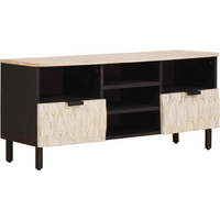 vidaXL TV Cabinet White Wash Finish 100 x 33 x 46 cm Solid Mango Wood