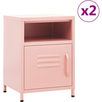 vidaXL Nightstands 2 pcs Pink 35x35x51 cm Steel