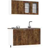 vidaXL 4 Piece Kitchen Cabinet Set Porto Smoked Oak Engineered Wood
