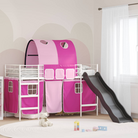 vidaXL Kids'Loft Bed Frame White and Pink 99.5 x 190 cm Metal