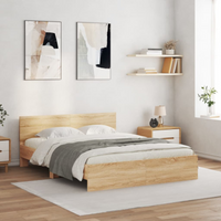 vidaXL Bed Frame with LED without Mattress Sonoma Oak 150x200 cm King Size