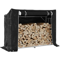 vidaxL Firewood Rack with Rain Cover 151x60.5x110.5 cm Galvanised Steel