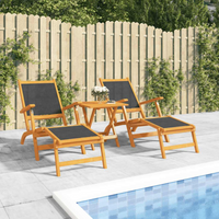 vidaXL Outdoor Deck Chairs 2 pcs Solid Wood Acacia and Textilene