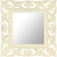 vidaXL Hand Carved Mirror White 50x50 cm Solid Mango Wood