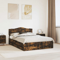vidaXL Bed Frame with Drawer Smoked Oak 160 x 200 cm Engineer Wood