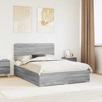 vidaXL Bed Frame with Drawer Grey Sonoma 140 x 190 cm Engineered Wood