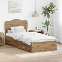 vidaXL Bed Frame with Drawer Artisan Oak 90 x 200 cm Engineered Wood